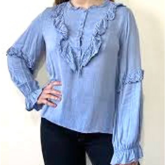 Cottage core Zara ruffled long sleeve summer blouse-peasant prairie country vibe - Picture 6 of 10